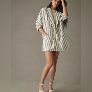 Anthropologie Pilcro Oversized Slouch Blazer in Black & White Stripe